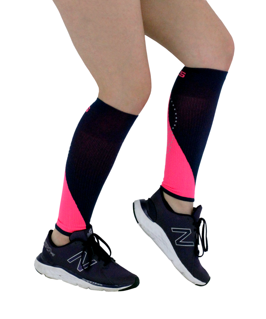ATN SportsEdge Calf Sleeves - Navy / Pink